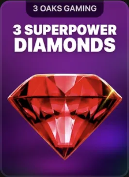 Veľký červený diamant na fialovom pozadí — titul 3 Superpower Diamonds